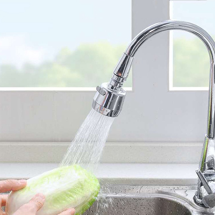 Đầu Gắn Vòi Nước Rửa Chén Xoay 360 Độ Inox Điều Chỉnh Dòng Chảy loại dài