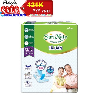 Tã dán người lớn sunmate size xl10 - vòng bụng 100-140cm - bịch 10 miếng