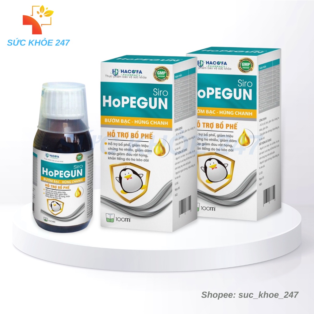 Siro Ho Thảo Dược HoPEGUN Chai 125ML - Bướm Bạc, Húng Chanh, Hỗ Trợ Bổ Phế, Giảm Đờm, Dịu Cơn Ho