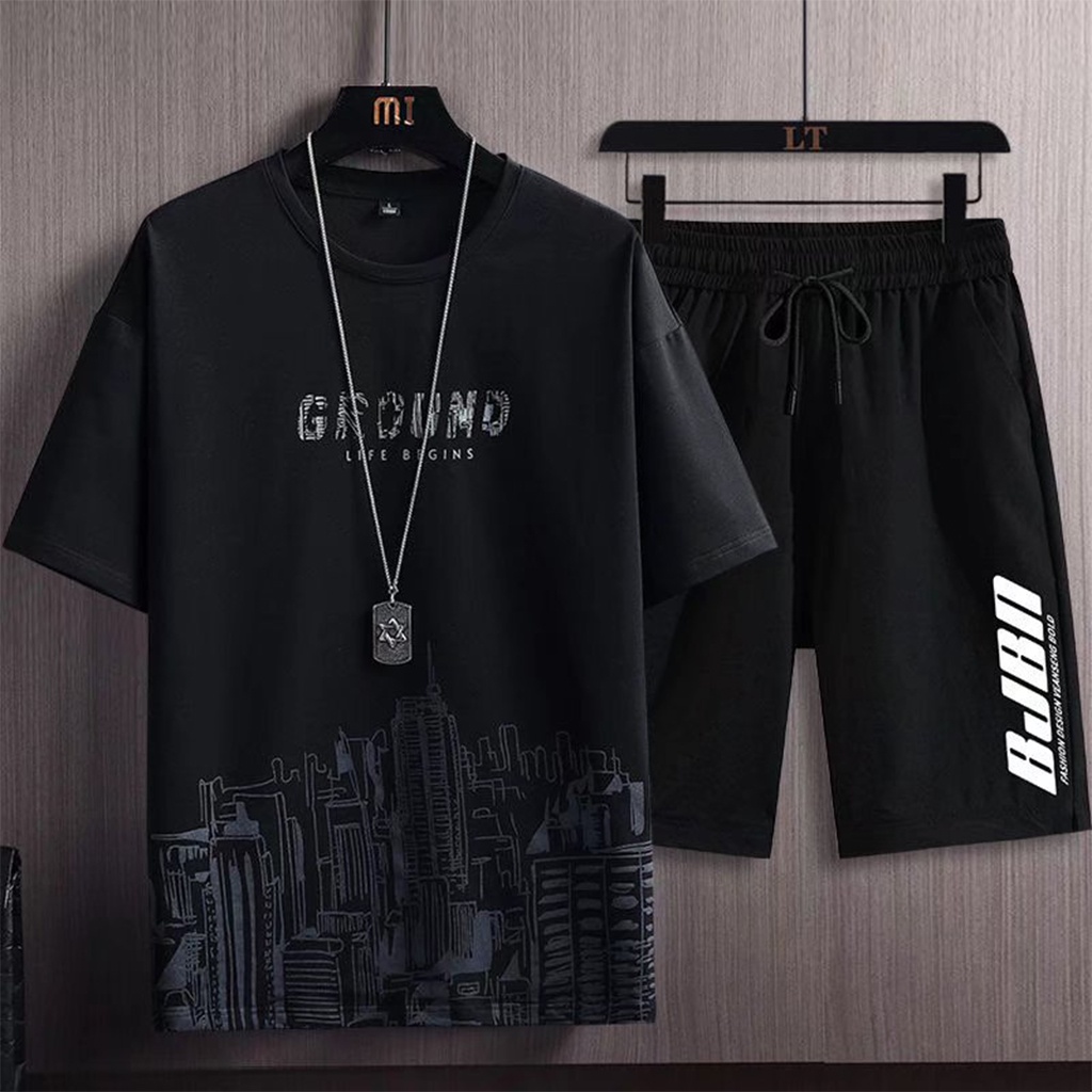 Đồ bộ nam mặc nhà thời trang PONGSTORE nguyên set đồ nam áo in hình CITY kèm quần short mẫu CG01