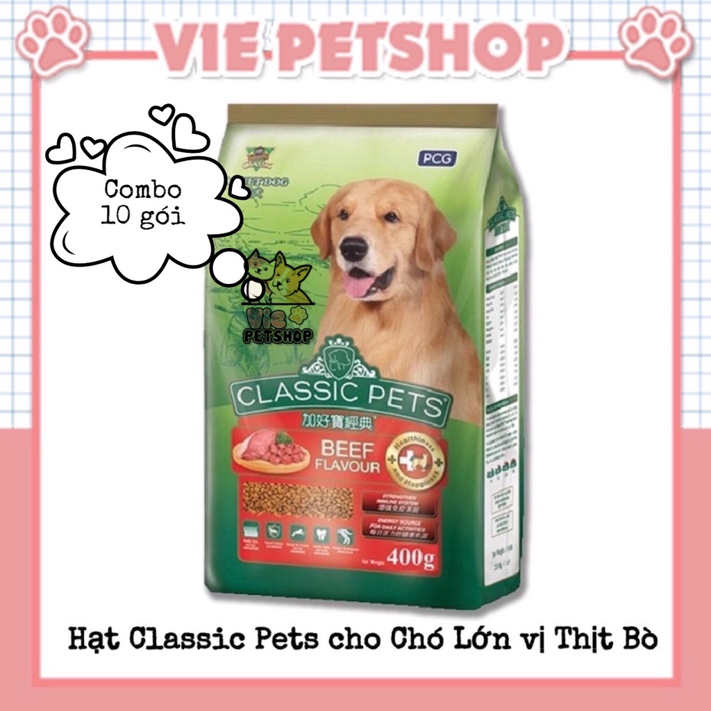 [TIẾT KIỆM] COMBO 10 Gói Thức Ăn Cho Chó Trưởng Thành Classic Pets Vị Thịt Bò Gói 400Gr | Vie PETSHOP