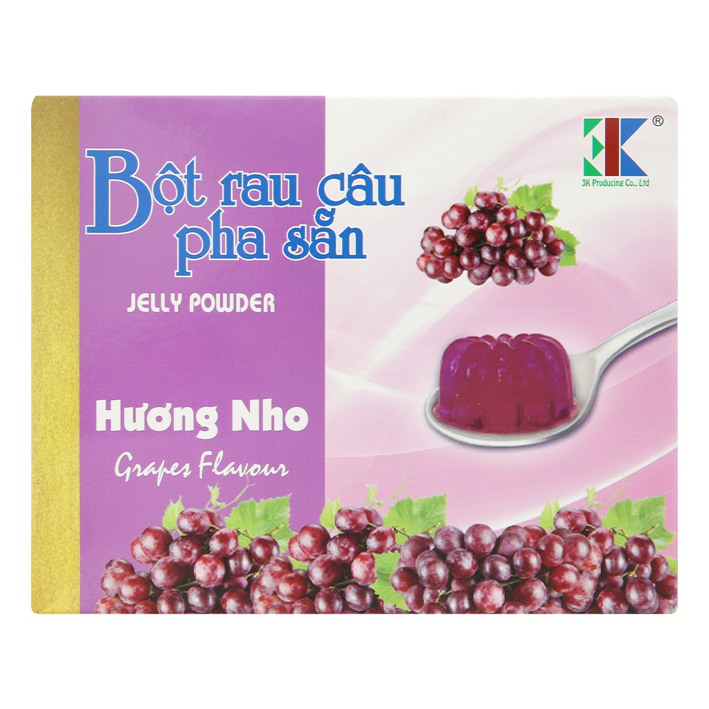 Bột rau câu pha sẵn 3K hương nho hộp 120g