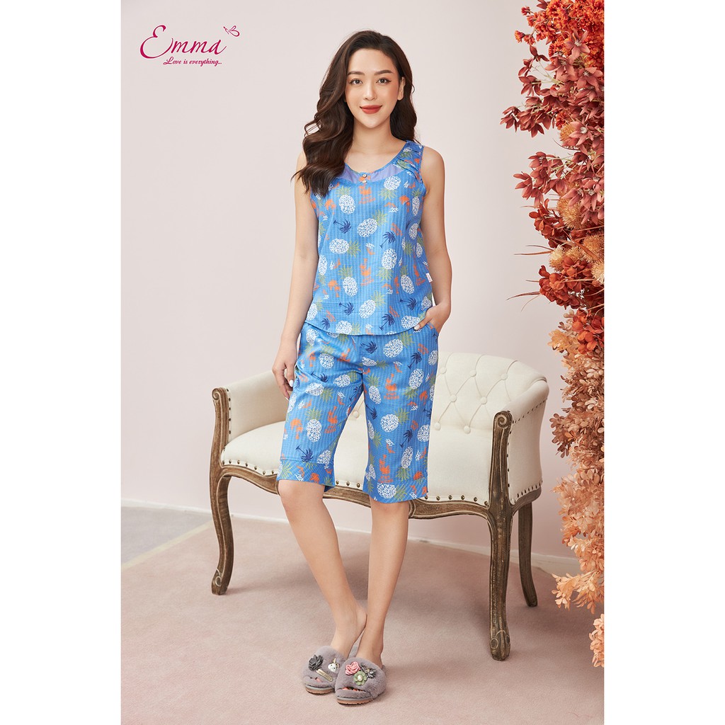 Bộ Mặc Nhà EMMA Áo Ngắn Nách, Quần Lửng EHLK.21.003.05