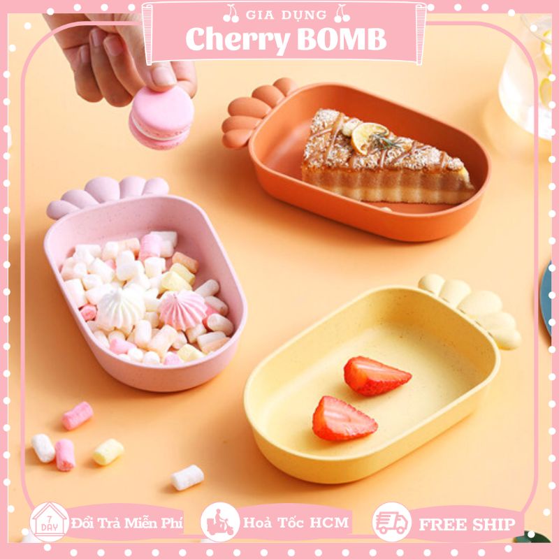 Đĩa Hình Cà Rốt Bằng Nhựa Lúa Mạch An Toàn Dày Dặn Đựng Thức Ăn