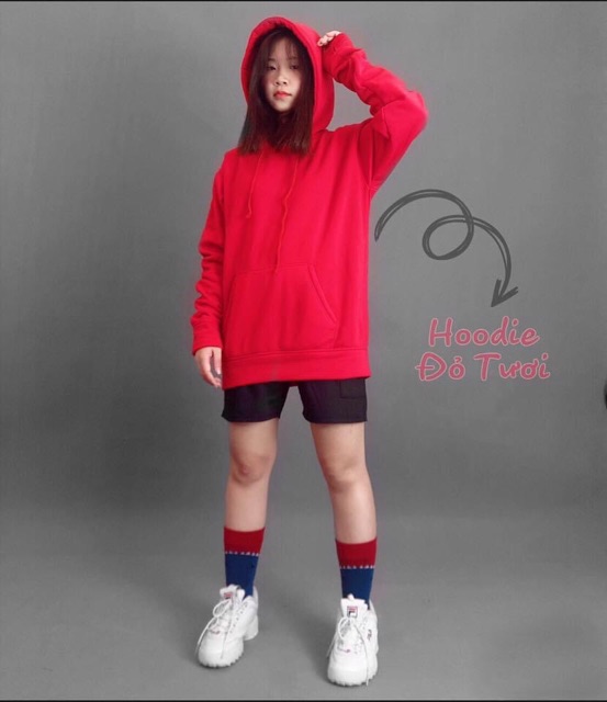 Áo Hoodie Trơn Tay Dài Unisex Ảnh Thật