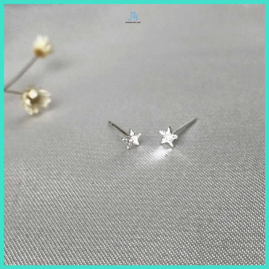 Khuyên tai Bạc 925 hình ngôi sao năm cánh lấp lánh - Bông tai freesize cao cấp - J14 Jewelry
