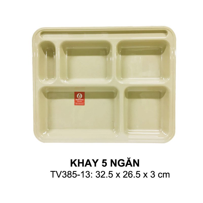 Khay 5 ngăn TV385-13 Srithaisuperware Thái Lan để cơm phần rất tiện lợi nhiều màu sắc