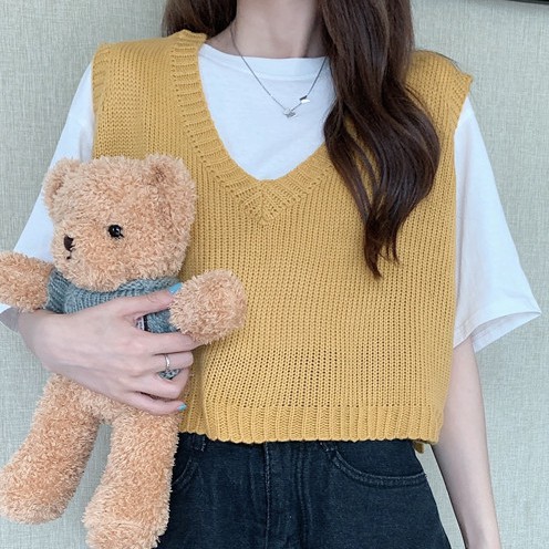 [CÓ SẴN HÀNG QC] Áo ghile ghi lê len phom ngắn rộng màu trơn mùa thu đông ulzzang | BigBuy360 - bigbuy360.vn