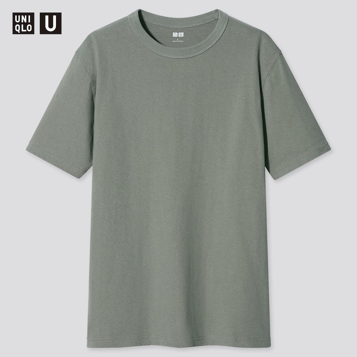 Áo thun | Áo phông Nam Uniqlo ngắn tay cổ tròn, màu xanh vải cotton thô size S M L XL | BigBuy360 - bigbuy360.vn