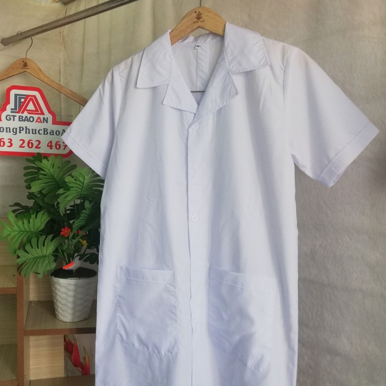 Áo Blouse Nam - Nữ Ngắn Tay Loại Tốt - Áo Bác Sĩ, Y Tá, Dược Sĩ, Spa Giá Gốc