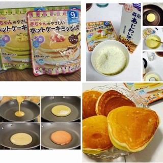 Bột làm bánh Wakodo 100gr, làm bánh pancake (bánh doraemon) cho bé 9m ăn dặm