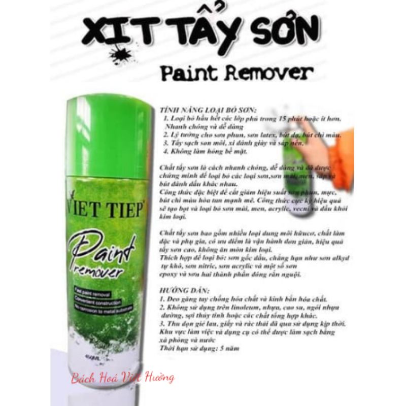 Bình xịt tẩy sơn cao cấp Viet Tiep- paint remover 450ml loại bỏ nhanh chóng lớp sơn, an toàn cho bề mặt