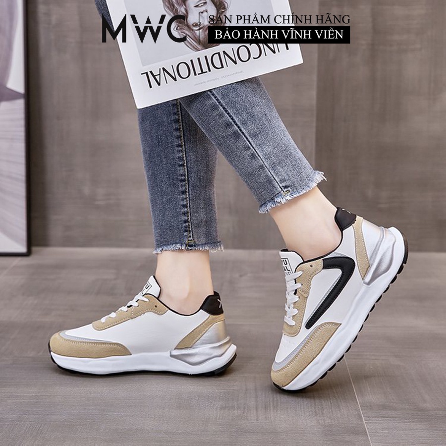 Giày MWC A007 - Giày Thể Thao Nữ, Sneaker Da Đế Cao Phong Cách Năng Động Thời Trang