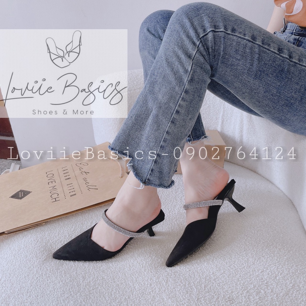 DÉP THỜI TRANG LOVIIE BASICS - SỤC NỮ BÍT MŨI NHỌN NỮ TÍNH - DÉP CAO GÓT QUAI NGANG 5 PHÂN D220931