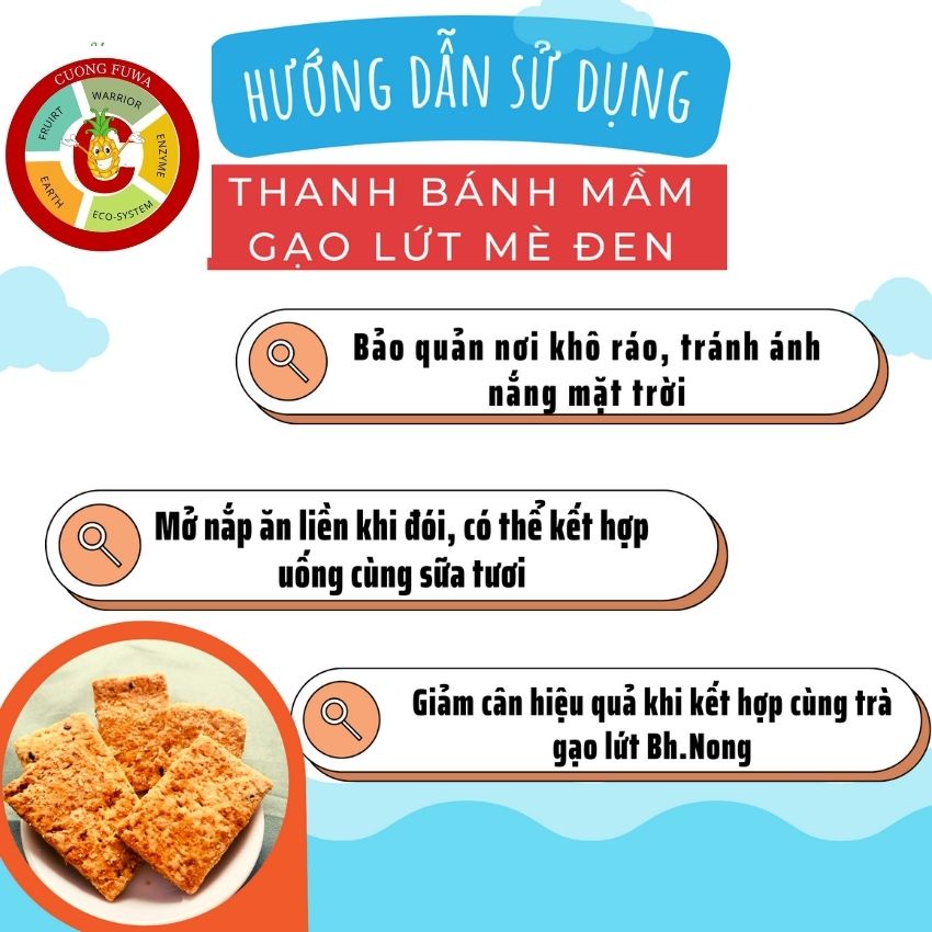 Bánh mầm gạo lứt thực dưỡng ăn kiêng CÔ GÁI BH.NONG, thuần tự nhiên, tốt cho người Tiểu đường - Hộp 210g