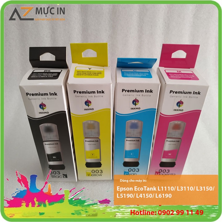 Combo 4 màu Mực in 003 Ecotank Cho máy in Epson L3110, L1110, L3150, ...