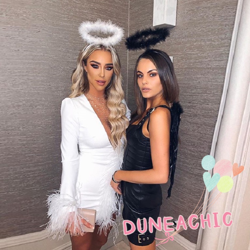 DUNEA Đầm phối lông vũ xinh xắn thời trang gợi cảm cho nữ