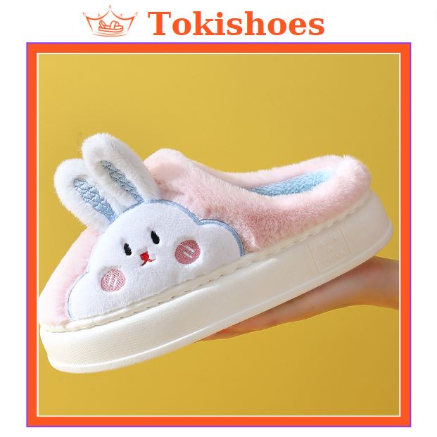 [ĐẾ 4CM] Dép Bông Đi Trong Nhà Mùa Đông, Dép Nữ Hình Thỏ CUTE Xinh Xắn Đế Cao Hottrend DBCT01