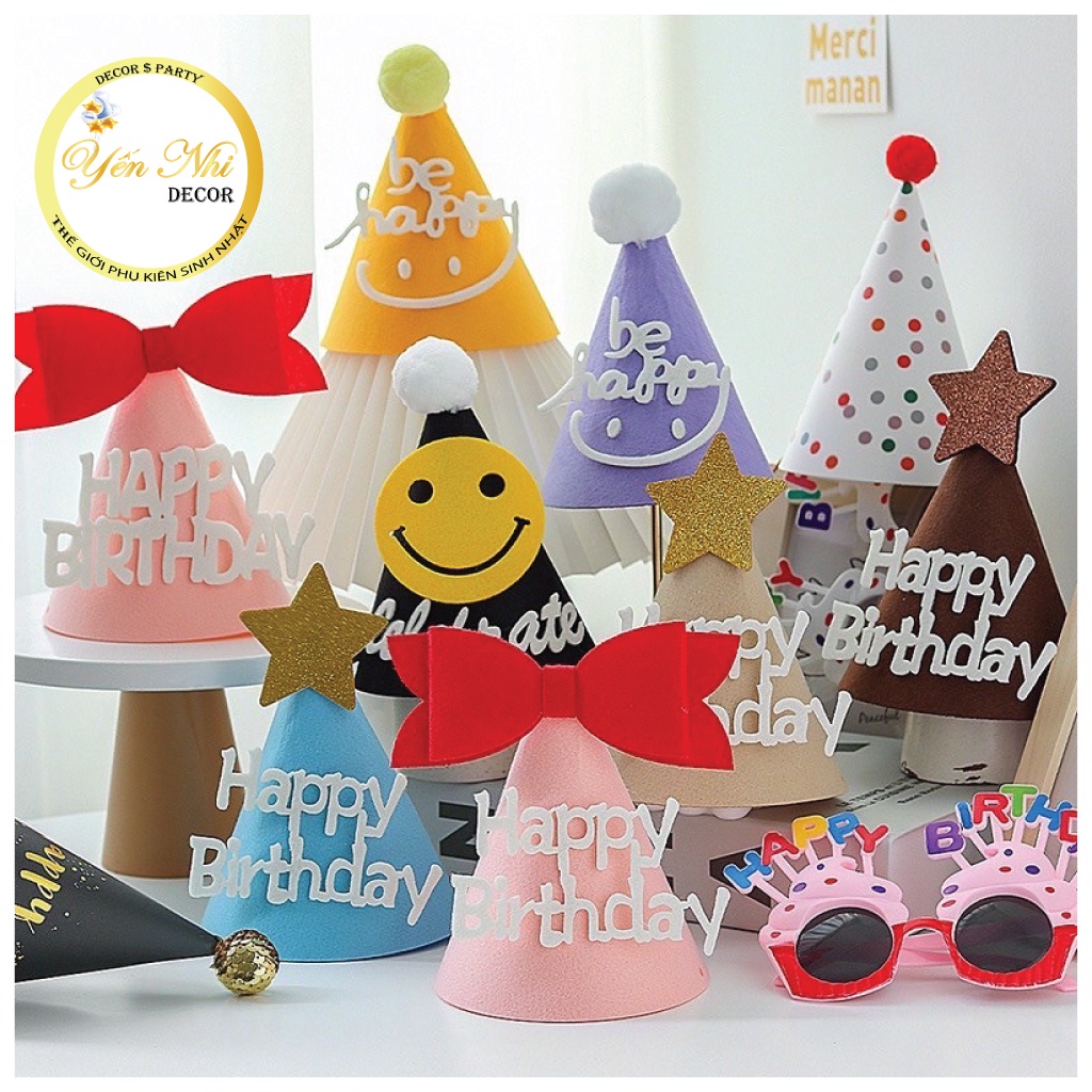 Mũ sinh nhật kiểu Hàn Quốc đội đầu cực dễ thương,Phụ kiện sinh nhật cho bé và người lớn Yến Nhi Shop
