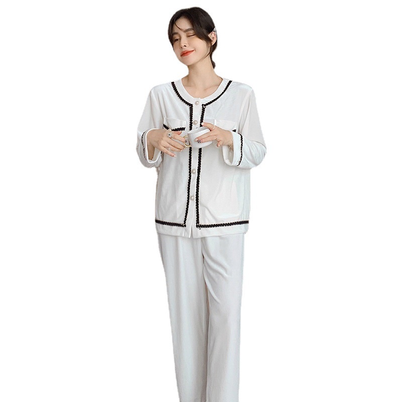 Bộ đồ ngủ cổ tròn bằng nhung nhiều màu sắc thời trang thanh lịch dành cho nữ