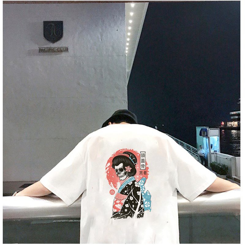 Áo thun tay lỡ hình bộ xương quỷ form rộng vải dày mịn 2020T2642