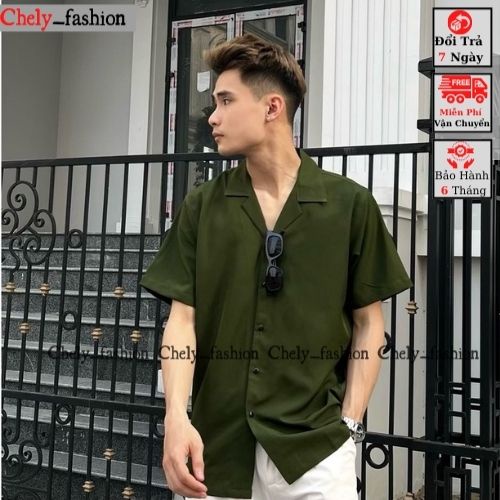 Áo sơ mi tay ngắn nam nữ form rộng sơ mi cổ vest unisex tay lỡ, chất vải lụa mịn chống nhăn Chely_fashion