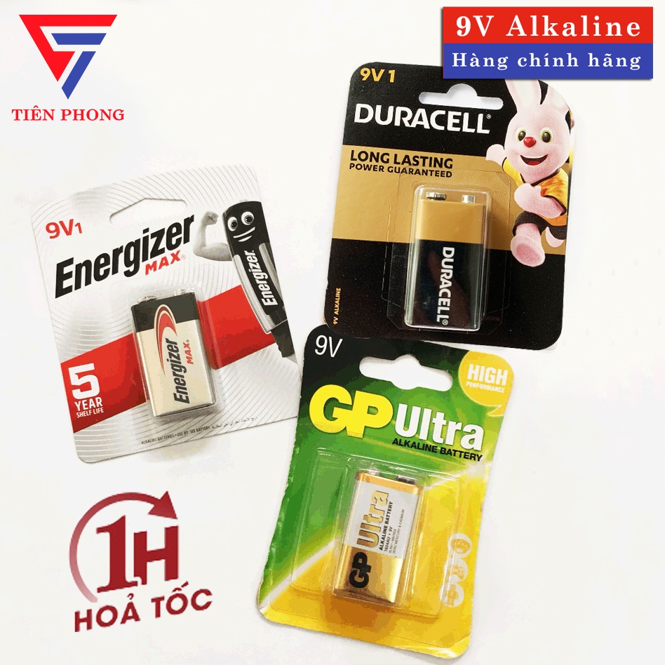 Pin vuông 9V Alkaline Energizer, Duracell, GP, Panasonic Hàng Chính Hãng