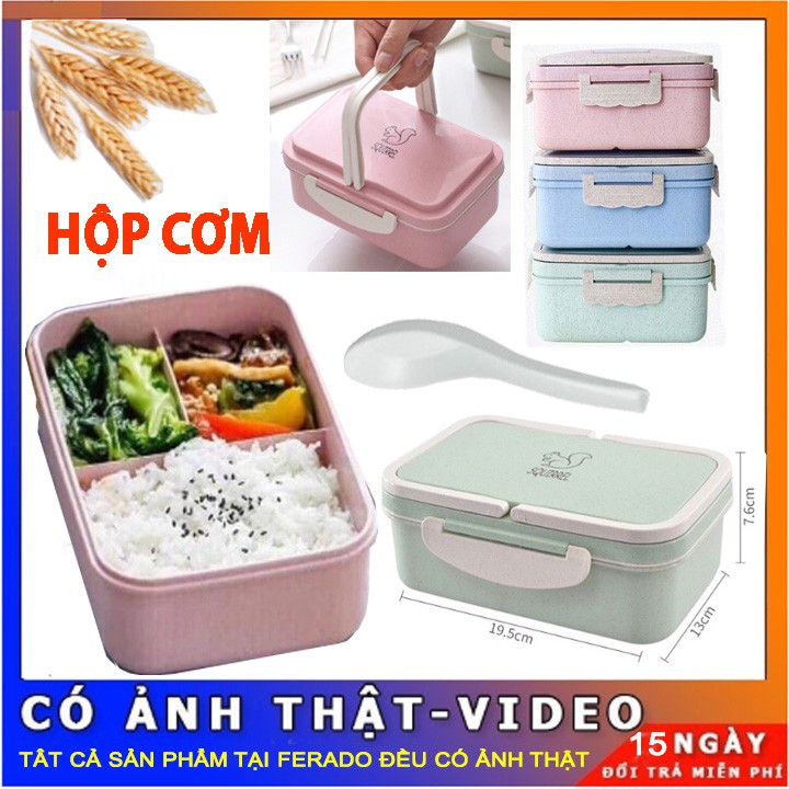 [GIÁ SỐC] Hộp Cơm Lúa Mạch 3 Ngăn TẶNG kèm thìa nhựa siêu rẻ siêu chất lượng