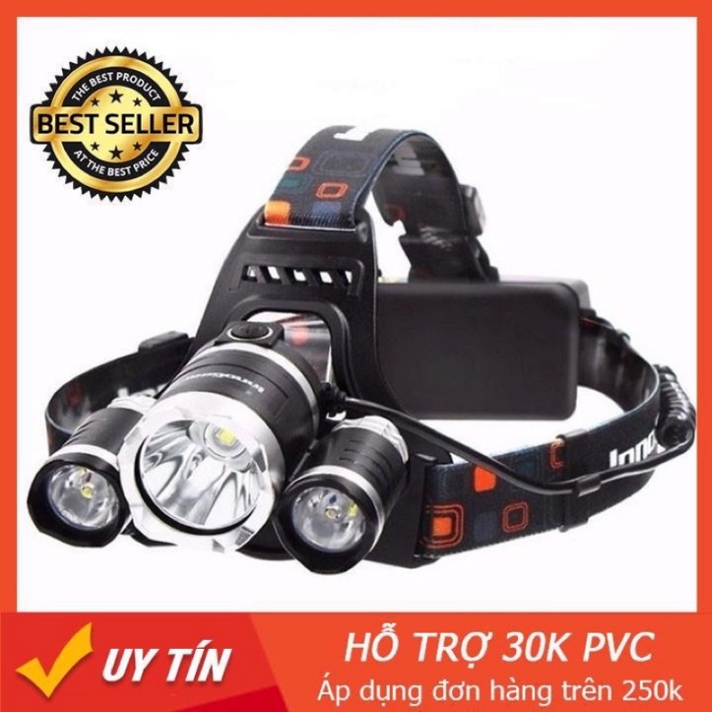 ĐÈN PIN ♥️FREESHIP♥️ Đèn Pin Đội Đầu 3 Bóng Led T6- Siêu Sáng,