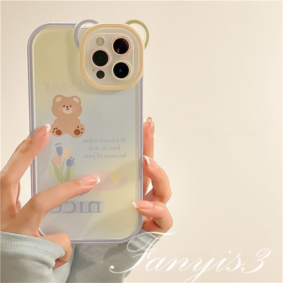 Ốp Điện Thoại Mềm Trong Suốt Họa Tiết Tai Gấu Cho iPhone 14 13 12 11 Pro Max X XR Xs Max 8 7 6 6s Plus SE 2020