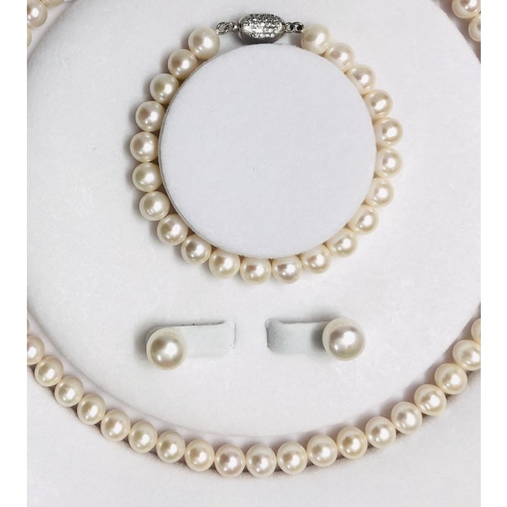 Bộ trang sức hạt tròn đều 7-8ly sáng bóng