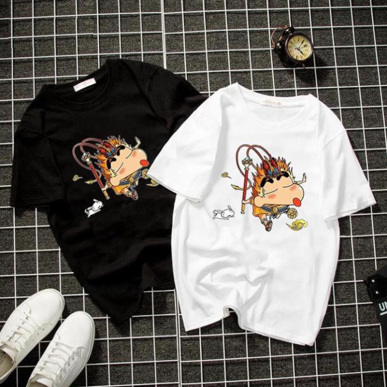 Áo thun unisex form rộng cậu bé bút chì hóa tôn ngộ không vải dày mịn 2019T2162