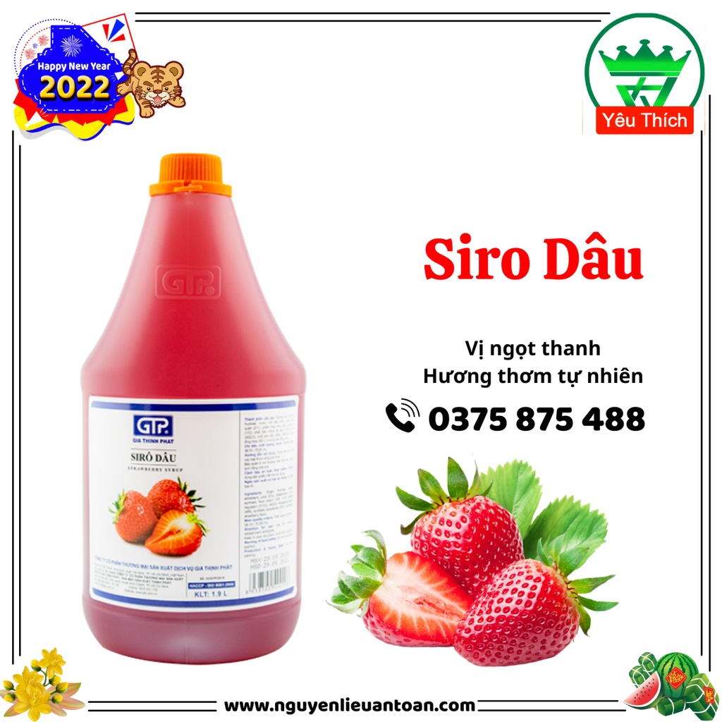 Siro Dâu GTP 2.5kg Hương Vị Đậm Đà, Vị Ngọt Tự Nhiên