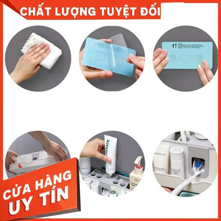 Bộ dụng cụ nhả kem đánh răng lúa mạch 4 cốc kèm giá treo bàn chải Ecoco [FREESHIP]