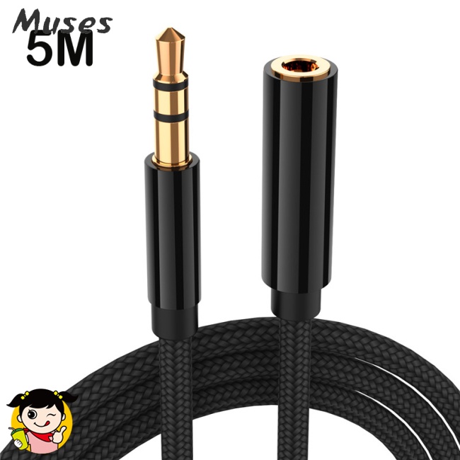 Dây Cáp Nối Dài Tai Nghe 3.5mm Dài 5m Cho Xe Hơi