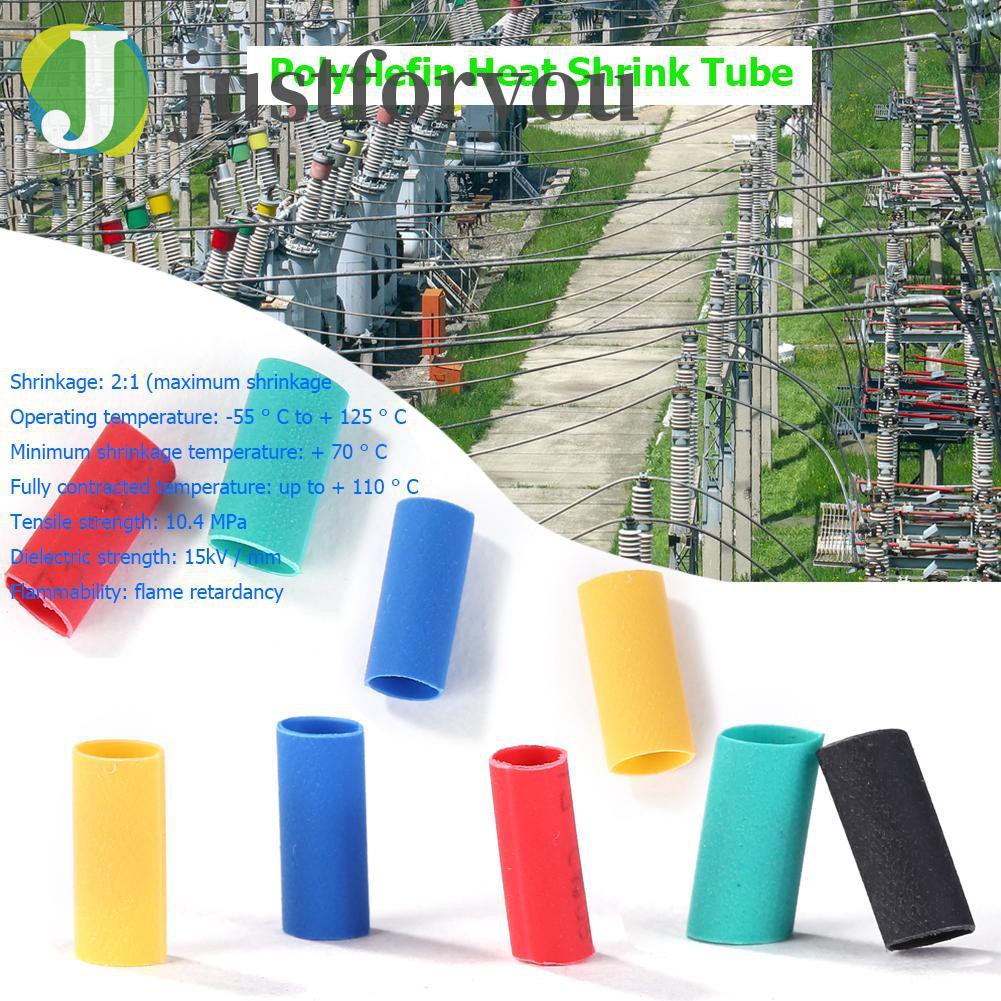 Justforyou 500pcs Polyolefin Heat Shrink Tube Insulated Shrinkable Wrap Cable Sleeve