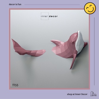 Mô hình 3d giấy hình cá heo hồng dễ thương tự lắp ghép treo tường [Feedback ở cuối]