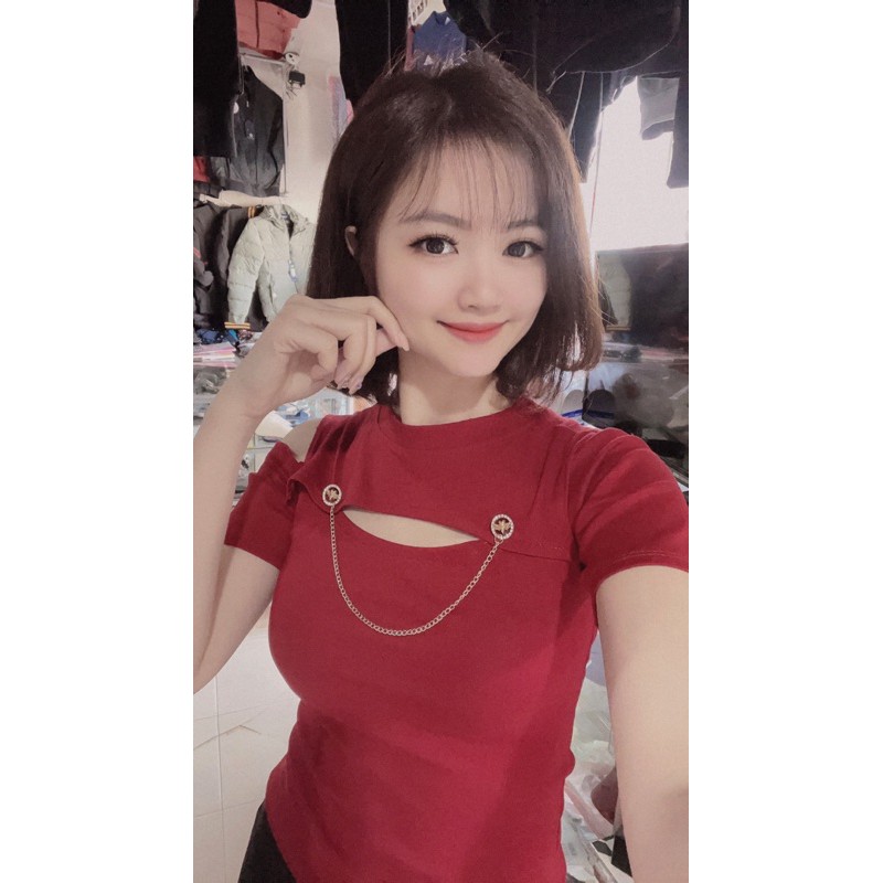 Áo cotton khoét ngực cài xích cực xinh [HOT NHẤT] chất siêu xịn