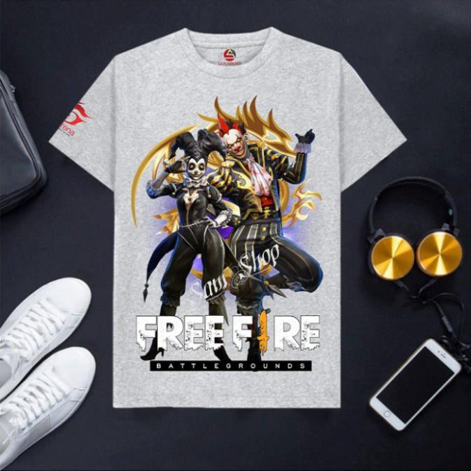 VHL Store [FREE FIRE] Áo thun nam in hình Free Fire cotton màu ghi xám giá rẻ - BÍ NGÔ VHL Store