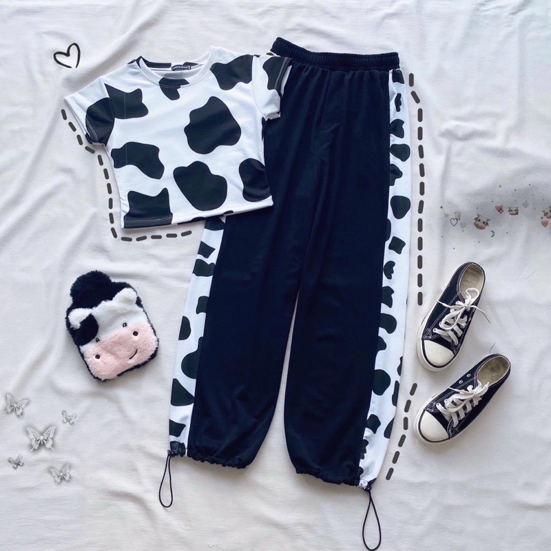 FullSet Bò Sữa Croptop Body LongPant 3D Ảnh Thật