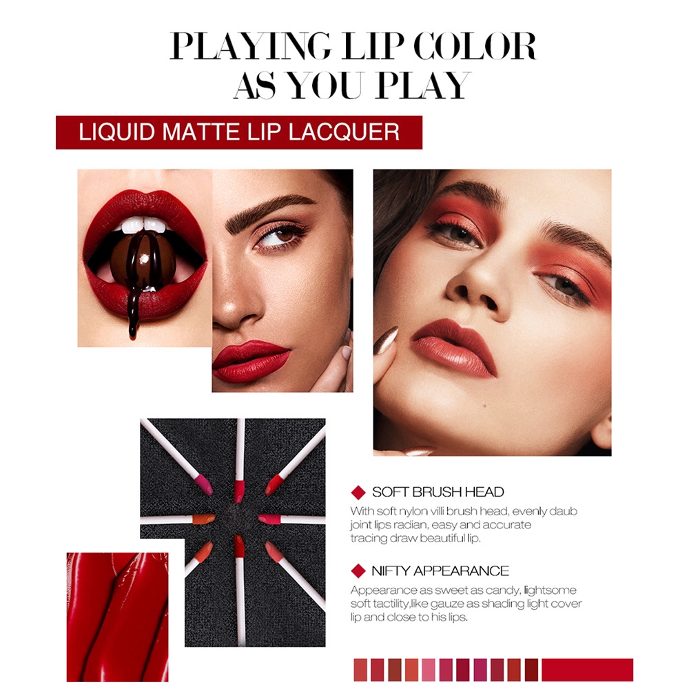 [Hàng mới về] Son kem 12 màu lì không thấm nước lâu trôi không dính ly | BigBuy360 - bigbuy360.vn