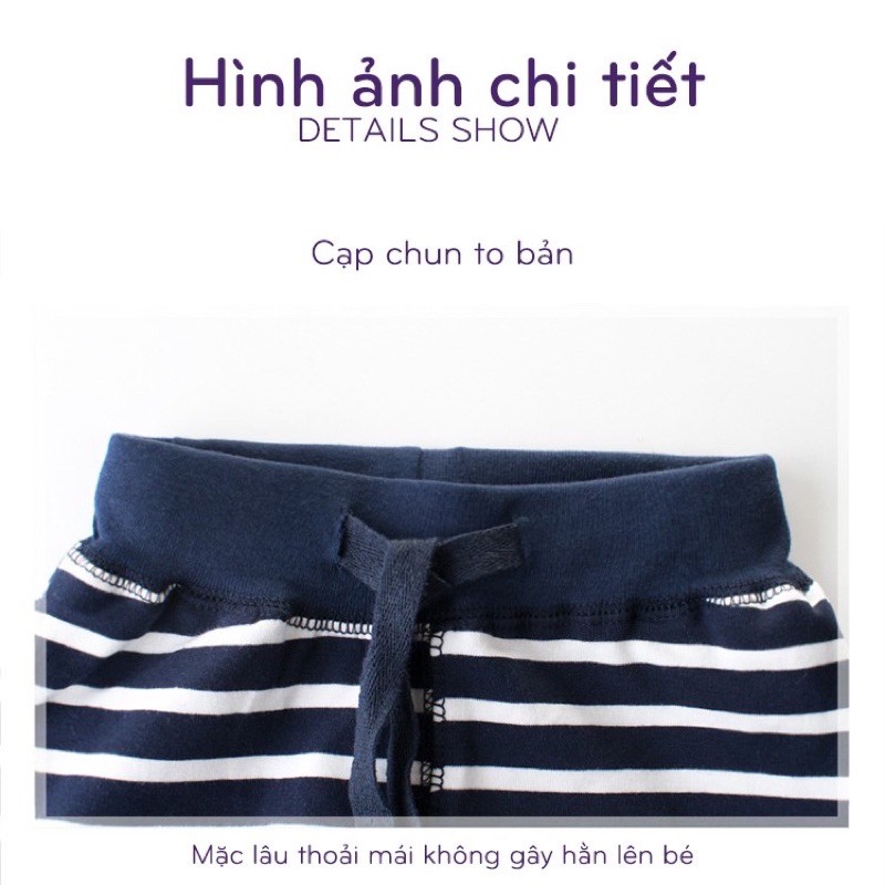 Quần short bé trai 27KIDS chất cotton, quần thun cho bé hoạ tiết kẻ ngang