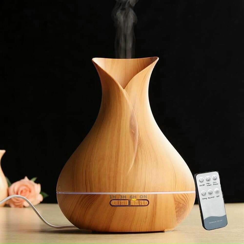 Máy khuếch tán tinh dầu hoa Tulip, búp sen, vân gỗ - SHOP GIAO HÀNG MẪU NGẪU NHIÊN