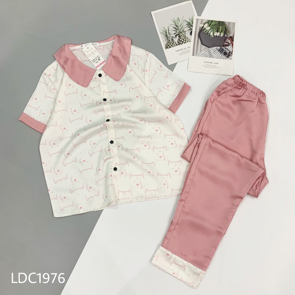 Đồ bộ Pijama cổ sen lụa mango cao cấp
