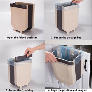 thùng đựng rác gấp gọn cài cạnh cửa bếp, cài ô tô