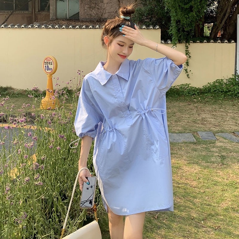 Đầm Sơ Mi Trắng Tay Phồng Thời Trang Mùa Hè Cho Nữ