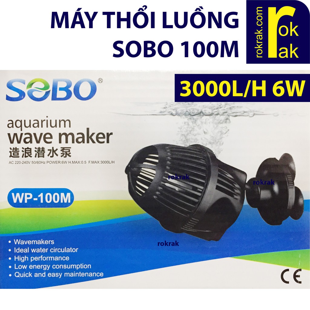 Máy thổi luồng, tạo sóng 1 đầu SOBO WP-100M 6W cho hồ cá