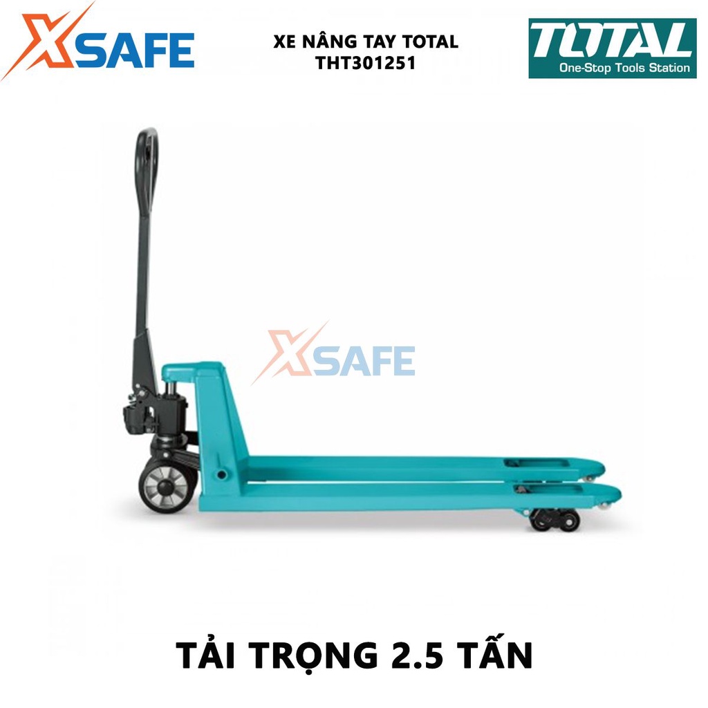 Xe nâng tay TOTAL THT301251 Xe nâng kéo hàng tải trọng 2,5 tấn dùng nâng hàng hóa nặng, cồng kềnh - Chính hãng