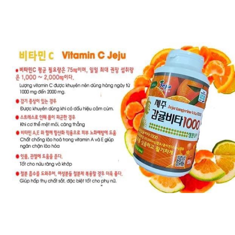 Viên ngậm Vitamin C Jeju Hàn Quốc 100gr mẫu mới nhất [Date 2023]