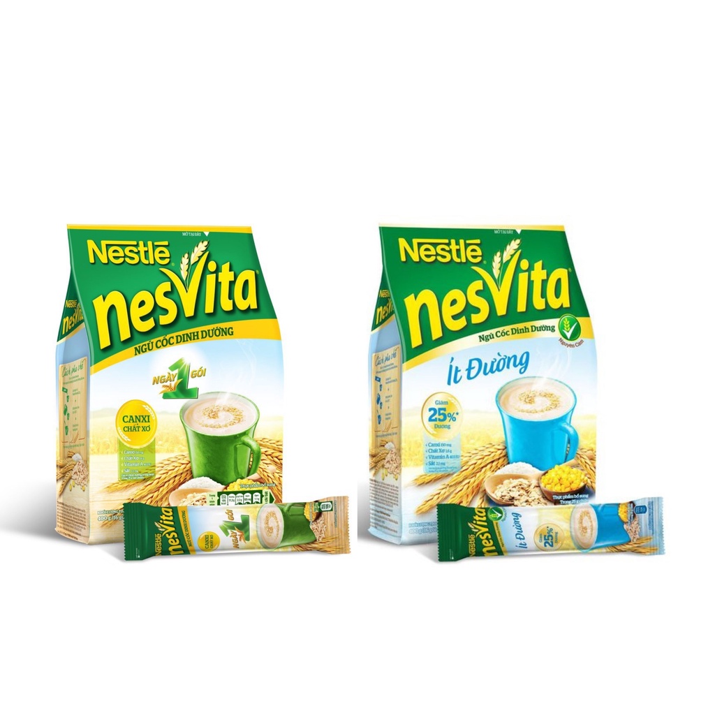 Ngũ cốc ding dưỡng Nestle Nesvita túi có Đường / Ít đường loại 400g